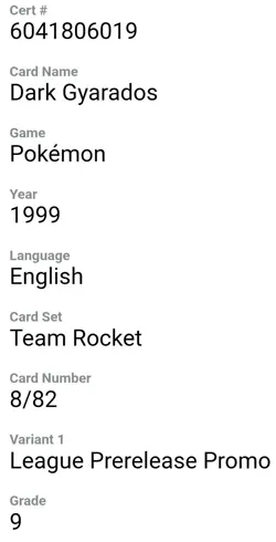 CGC 9 MINT Dark Gyarados Team Rocket 8/82 Holo Prerelease Promo Pokemon Card 019 - Image 2