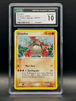 2004 Pokemon EX Hidden Legends-Groudon 102/101 Secret Rare Holo-CGC Gem Mint 10 - Image 1