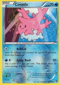 Corsola 36/146 XY Base Set REVERSE HOLO MINT! Pokemon - Image 1