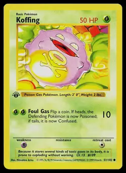 Pokemon Card - Koffing Base Set Shadowless 51/102 1st Edition Common - Image 1
