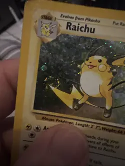 Pokemon TCG Raichu Holo Card 16/130 Base Set 2 Swirl Unlimited Holo Rare MP - Image 2