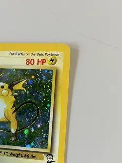 2000 Pokemon TCG Raichu Holo Rare Card 16/130 Base Set 2 MP Swirl WOTC - Image 3