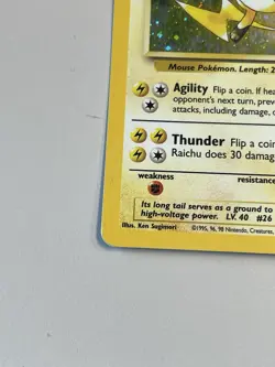 2000 Pokemon TCG Raichu Holo Rare Card 16/130 Base Set 2 MP Swirl WOTC - Image 5