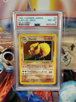Pokemon 1999 Jungle Flareon Holo No Symbol Error PSA NM-MINT 8 - Image 1