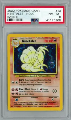 Pokemon Base Set 2 Ninetales 13/130 PSA 8 - Image 1