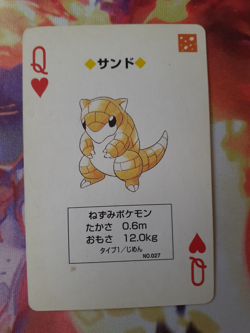 1998 Pokemon Sandshrew Queenof Hearts Yellow Pikachu Playing Card Heavily Played - Image 1