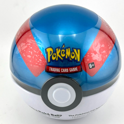 New Sealed Pokemon TCG Poke Ball Blue & White Tin with 3 Booster Packs & 1 Coin - Image 1