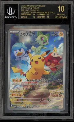 Pokemon Pikachu Scarlet & Violet Preorder JPN Promo 001/SV-P BGS 10 BLACK LABEL - Image 1