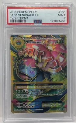 2016 POKEMON XY EVOLUTIONS #100 FULL ART/M VENUSAUR EX PSA 9 MINT GRADED - Image 1