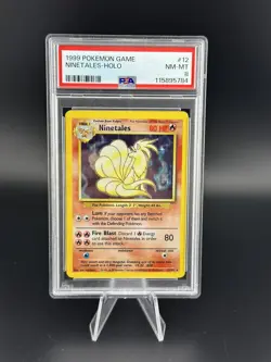 1999 POKEMON BASE SET UNLIMITED #12 NINETALES-HOLO PSA 8 - Image 1