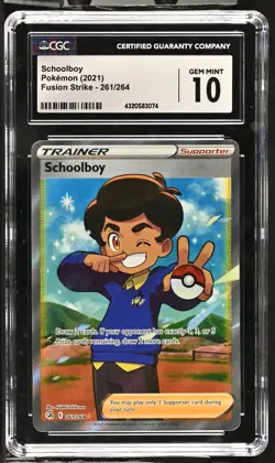 CGC Graded 10 Gem Mint Schoolboy 261/264 Fusion Strike Pokemon Card - Image 1
