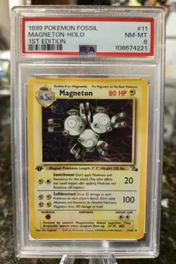 Magneton 11/62 - PSA 8 - 1999 Fossil 1st Edition - Pokemon TCG - Holo - Image 1