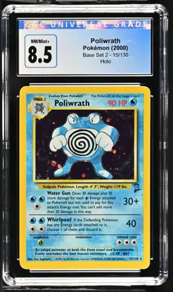 CGC 8.5 Poliwrath Holo Base Set 2 #15/130 1999 - Image 1