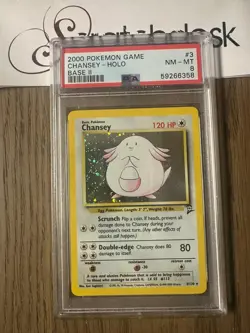 PSA 8 - Pokemon CHANSEY 3/130 - BASE SET 2 - FOIL Rare - Image 1