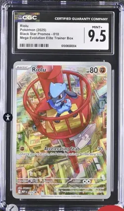 Pokemon TCG Riolu Black Star Promo 010 Mega Evolution CGC 9.5 Mint+ 🔥 - Image 1