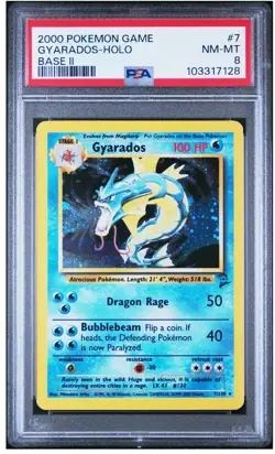 2000 POKEMON BASE SET 2 #7 GYARADOS-HOLO PSA 8 - Image 1