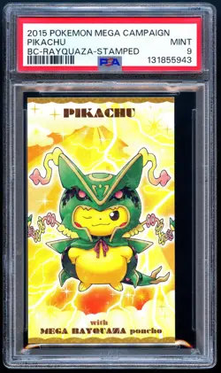 Pokemon 2015 Japanese PSA 9 Poncho Wearing Pikachu Business Card Rayquaza - Image 1