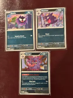 Pokemon Gengar 050, Haunter, Gastly Reverse Holo Evolution Set Perfect Order NM - Image 1