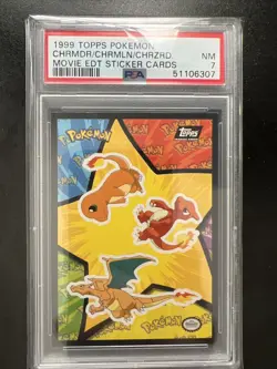 1999 Topps Pokemon the Movie Sticker Charmeleon/Charizard/Charmander PSA 7 - Image 1
