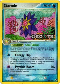 Pokemon TCG Starmie 48/107 Reverse Holo Stamped Card EX Deoxys DMG - Image 1
