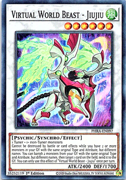 Virtual World Beast - Jiujiu PHRA-EN097 Yu-Gi-Oh! Card Light Play 1st Edition - Image 1
