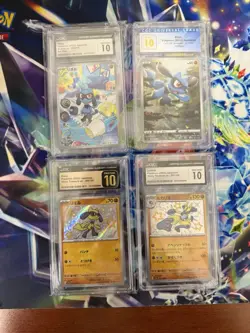 CGC 10 Pokemon Graded Art Rare Holo Card Lot Riolu Lucario Japanese Set of 4 - Image 1