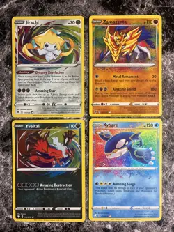 Pokemon TCG Amazing Rare Card Lot Of 4 Jirachi, Zamazenta, Kyogre & Yveltal - Image 1