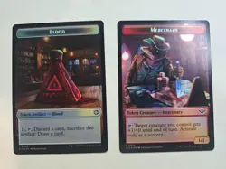 MTG -FOIL Mercenary / Blood Double sided token Outlaws OTJ - Image 1