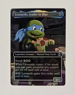Leonardo, Leader in Blue Borderless Foil Teenage Mutant Ninja Turtles 0196 MTG - Image 1
