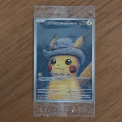 Pokemon Pikachu Grey Felt Hat #085 Van Gogh Sealed Promo Card TCG PTCG - Image 1