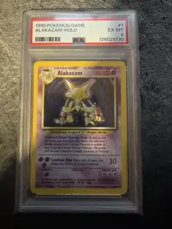 Pokemon TCG Alakazam Holo Rare 1/102 Base Set 1999 Wizards PSA 6 - Image 1