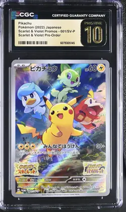 PIKACHU 001/SV-P SCARLET & VIOLET PRE-ORDER POKEMON JAPANESE CGC 10 PRISTINE - Image 1