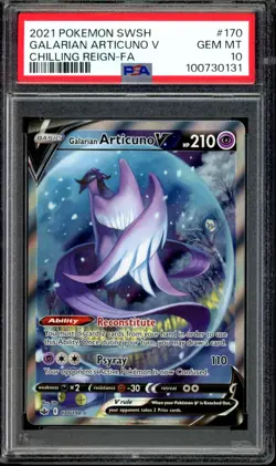 PSA 10 GEM MINT Galarian Articuno V 170/198 Alt Art Chilling Reign 2021 Pokemon - Image 1
