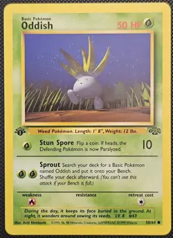 Near Mint - Vintage Pokemon TCG Jungle WoTC Oddish 1st Edition #58/64 - Image 1