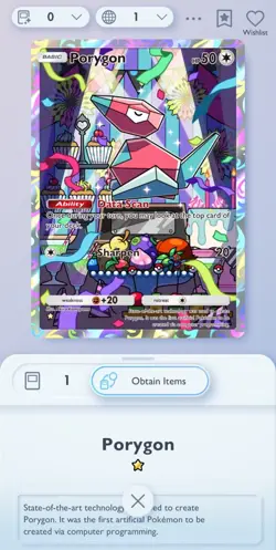 Porygon ☆ Pokemon TCGP TCG Pocket English ENG Full Art Digital Trading Card - Image 3