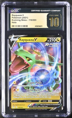 Rayquaza V Pokemon (2021) Evolving Skies CGC 110/203 Holo GRADE 10 PRISTINE 110 - Image 1