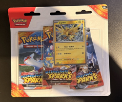 Pokemon TCG: Scarlet & Violet Surging Sparks 3-Pack Blister (Zapdos) - New - Image 1