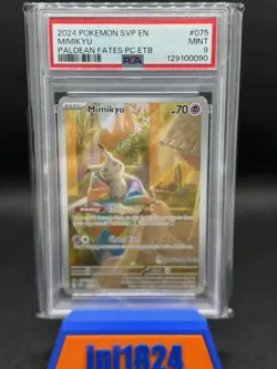 2024 POKEMON SVP PALDEAN FATES POKEMON CENTER ETB PROMO #075 MIMIKYU PSA 9 - Image 1