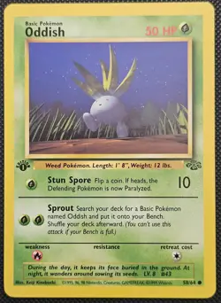 Vintage Pokemon TCG Jungle WoTC Oddish 1st Edition NM Card #58/64 - Image 1
