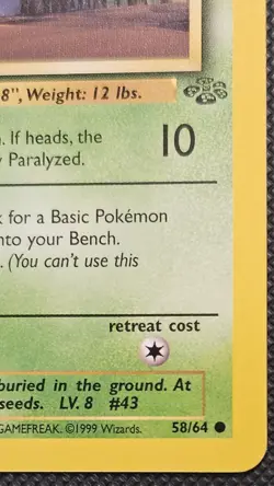 Vintage Pokemon TCG Jungle WoTC Oddish 1st Edition NM Card #58/64 - Image 4