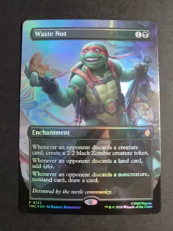 Waste Not (Borderless Foil) Promo MTG Ninja Turtles Commander - Image 1