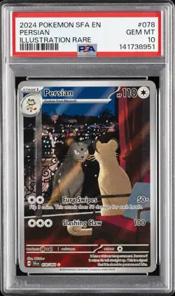 2024 POKEMON SFA EN-SHROUDED FABLE ILLUSTRATION RARE #078 PERSIAN PSA 10 - Image 1