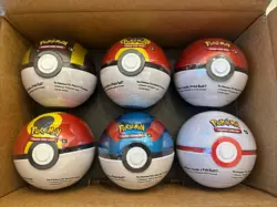 6 x Pokemon TCG Pokeball Tins - 18 Booster Packs Factory Sealed - Image 1