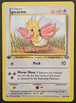 Near Mint - Vintage Pokemon TCG Jungle WoTC Spearow 1st Edition #62/64 - Image 1
