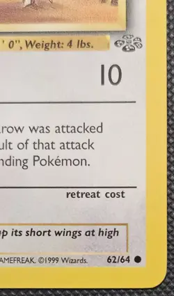 Near Mint - Vintage Pokemon TCG Jungle WoTC Spearow 1st Edition #62/64 - Image 4