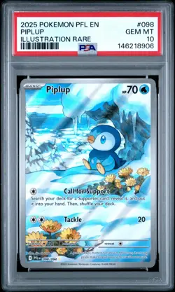 Pokemon TCG Piplup Illustration Rare 098/094 Phantasmal Flames - PSA 10 Gem Mint - Image 1