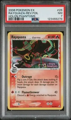 2006 POKEMON EX HOLON PHANTOMS #26 RAYQUAZA-REV.FOIL HOLON PHANTOMS PSA 7 - Image 1