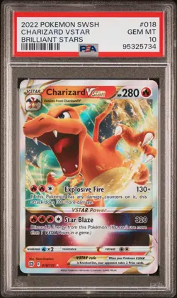 2022 Pokemon Sword & Shield Brilliant Stars Charizard VSTAR 018 Holo Rare PSA 10 - Image 1