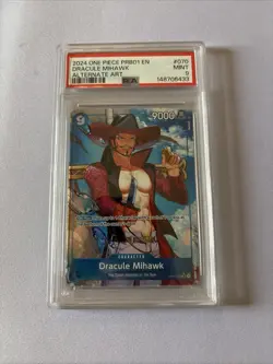 One Piece TCG Dracule Mihawk OP01-070 Alt Art PRB01 English PSA 9 - Image 1