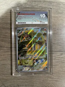 Pokemon TCG Litten 167/162 Temporal Forces Illustration Rare Graded Card Ace 10 - Image 1